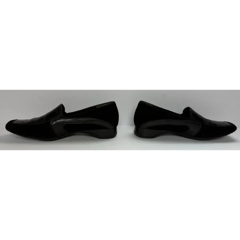 Paul Green Munchen Black Leather Suede Square Toe Loafers Sz 7.5 Made in Austria